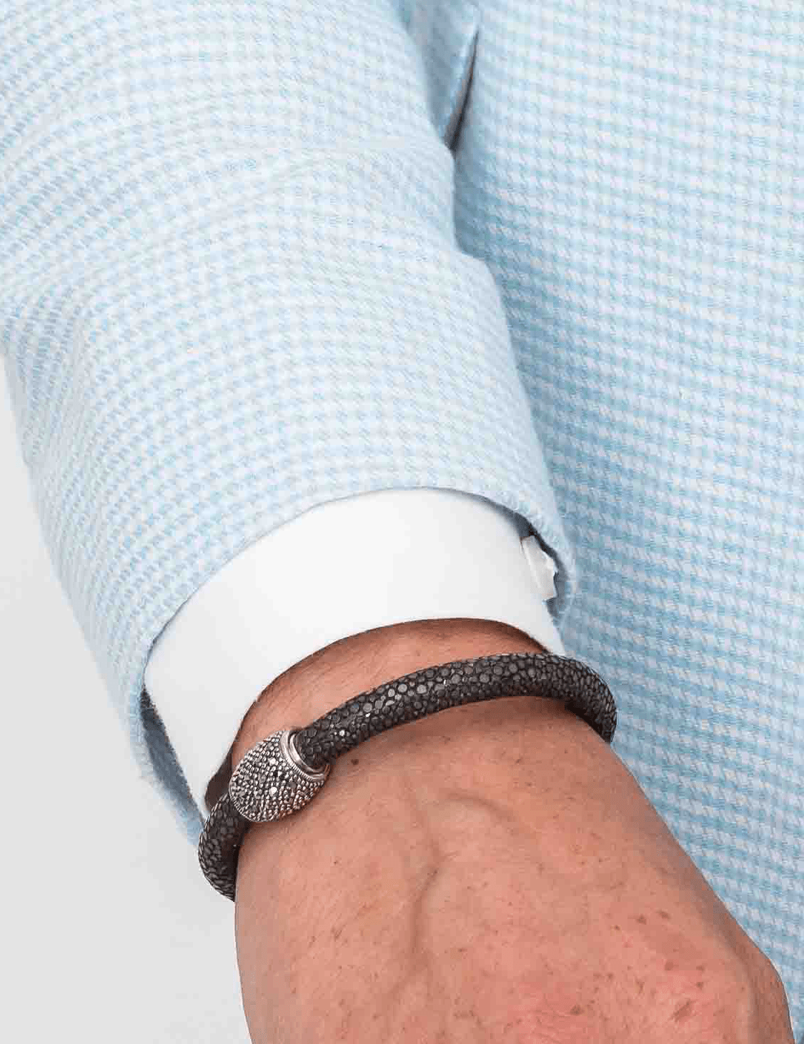 astd Bracelet Bracelet galuchat, argent 925 mil. et zirconium L'orient